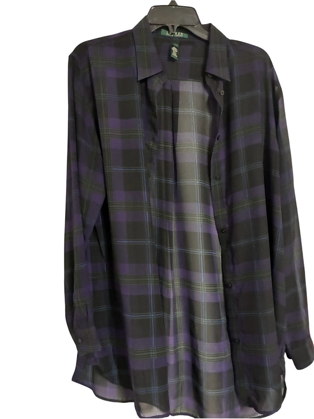 Lauren Ralph Lauren Black and Purple Plaid Button-Down Shirt
